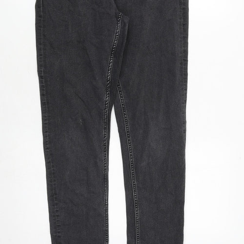 Marks and Spencer Womens Grey Cotton Skinny Jeans Size 14 Slim Zip