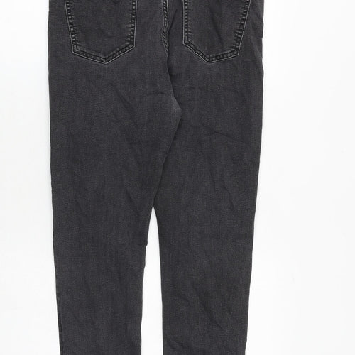 Marks and Spencer Womens Grey Cotton Skinny Jeans Size 14 Slim Zip