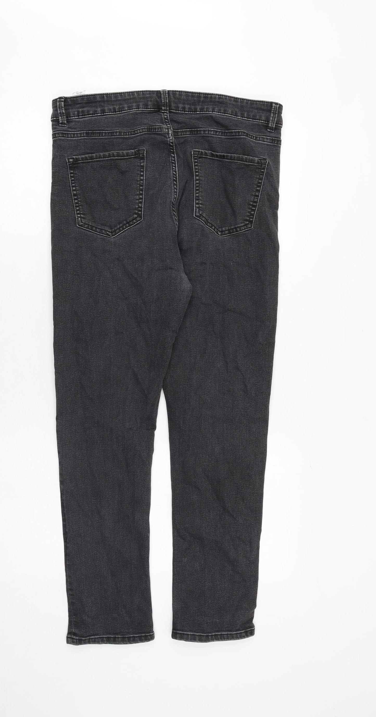 Marks and Spencer Womens Grey Cotton Skinny Jeans Size 14 Slim Zip