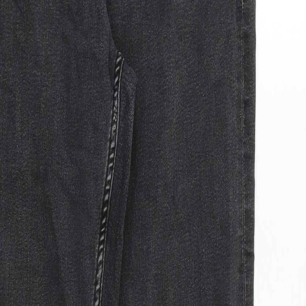 Marks and Spencer Womens Grey Cotton Skinny Jeans Size 14 Slim Zip