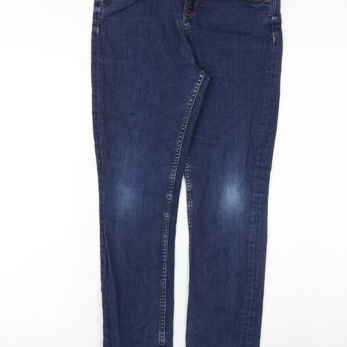 Marks and Spencer Girls Blue Cotton Skinny Jeans Size 12-13 Years Regular Zip