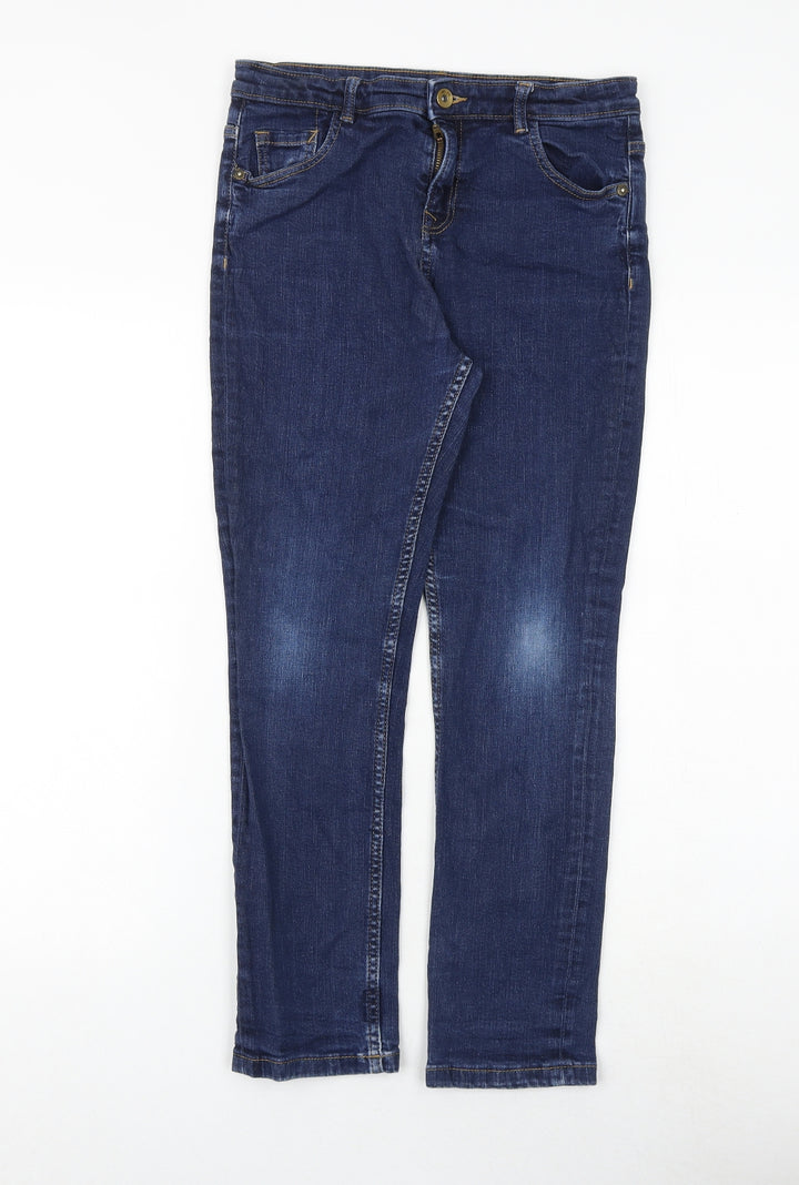 Marks and Spencer Girls Blue Cotton Skinny Jeans Size 12-13 Years Regular Zip