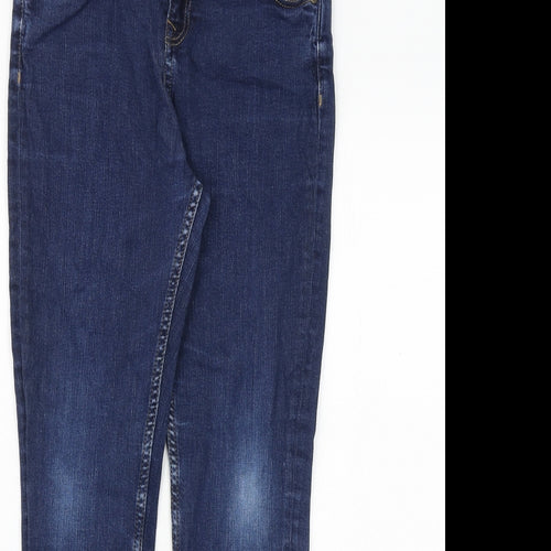 Marks and Spencer Girls Blue Cotton Skinny Jeans Size 12-13 Years Regular Zip