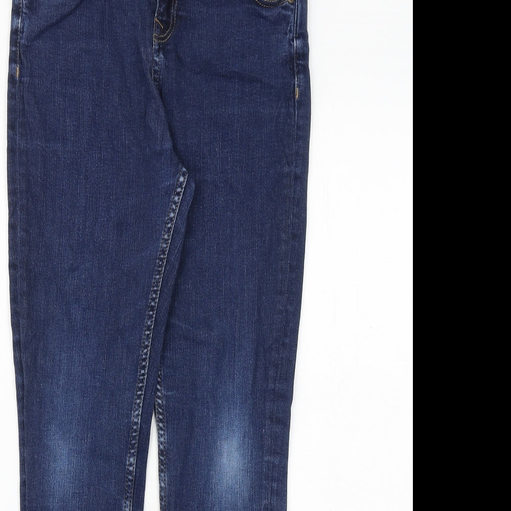 Marks and Spencer Girls Blue Cotton Skinny Jeans Size 12-13 Years Regular Zip