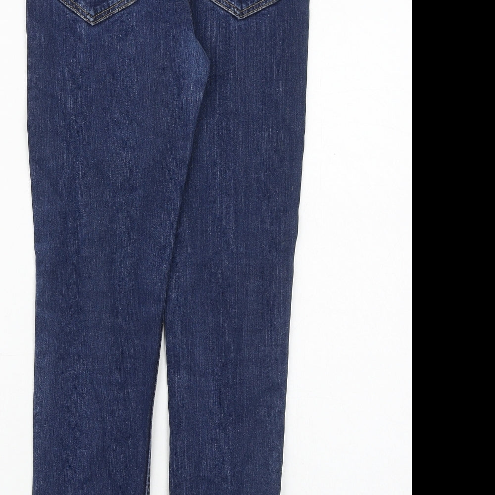 Marks and Spencer Girls Blue Cotton Skinny Jeans Size 12-13 Years Regular Zip