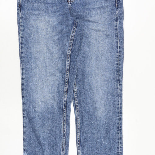 Topshop Womens Blue Cotton Straight Jeans Size 28 in Regular Zip