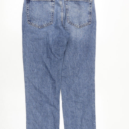 Topshop Womens Blue Cotton Straight Jeans Size 28 in Regular Zip