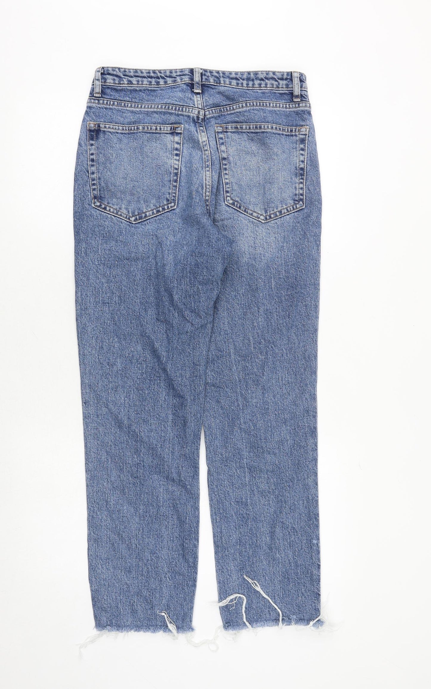 Topshop Womens Blue Cotton Straight Jeans Size 28 in Regular Zip