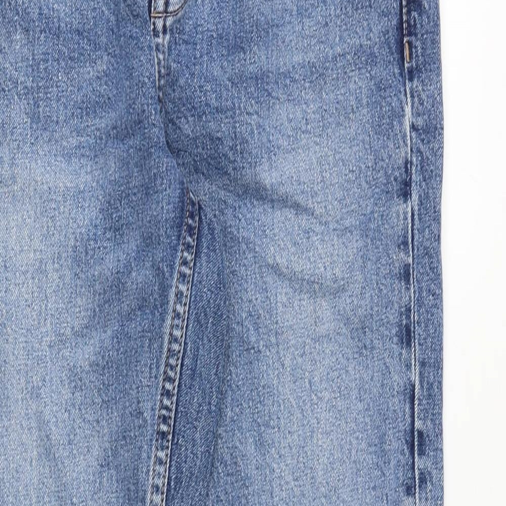 Topshop Womens Blue Cotton Straight Jeans Size 28 in Regular Zip