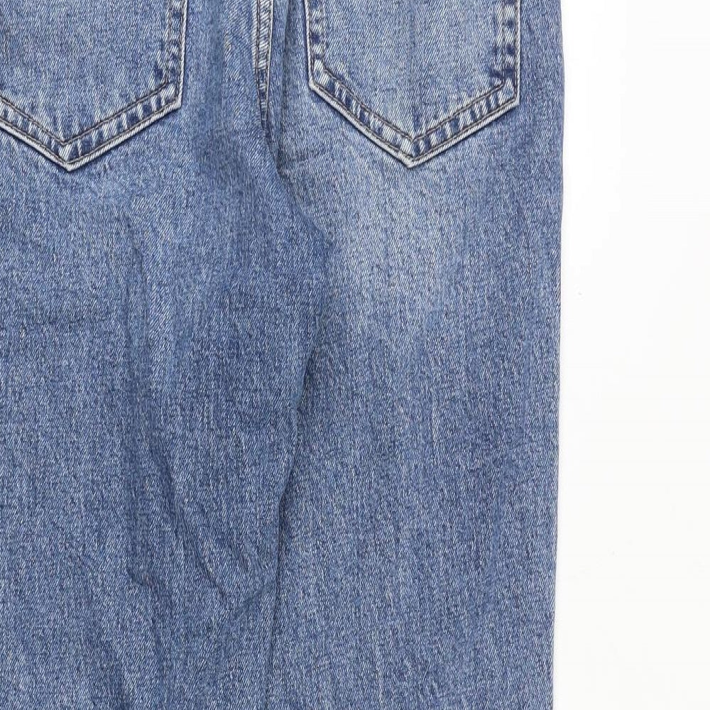 Topshop Womens Blue Cotton Straight Jeans Size 28 in Regular Zip