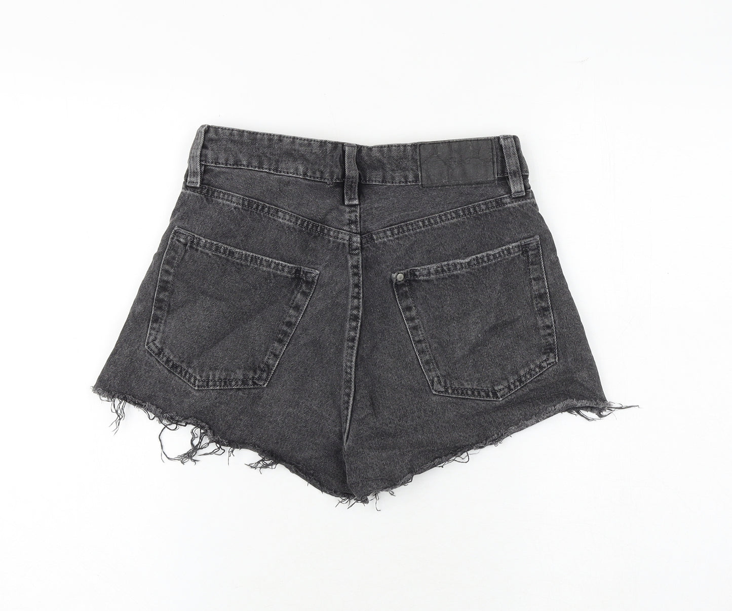 H&M Womens Grey 100% Cotton Hot Pants Shorts Size 8 Regular Button