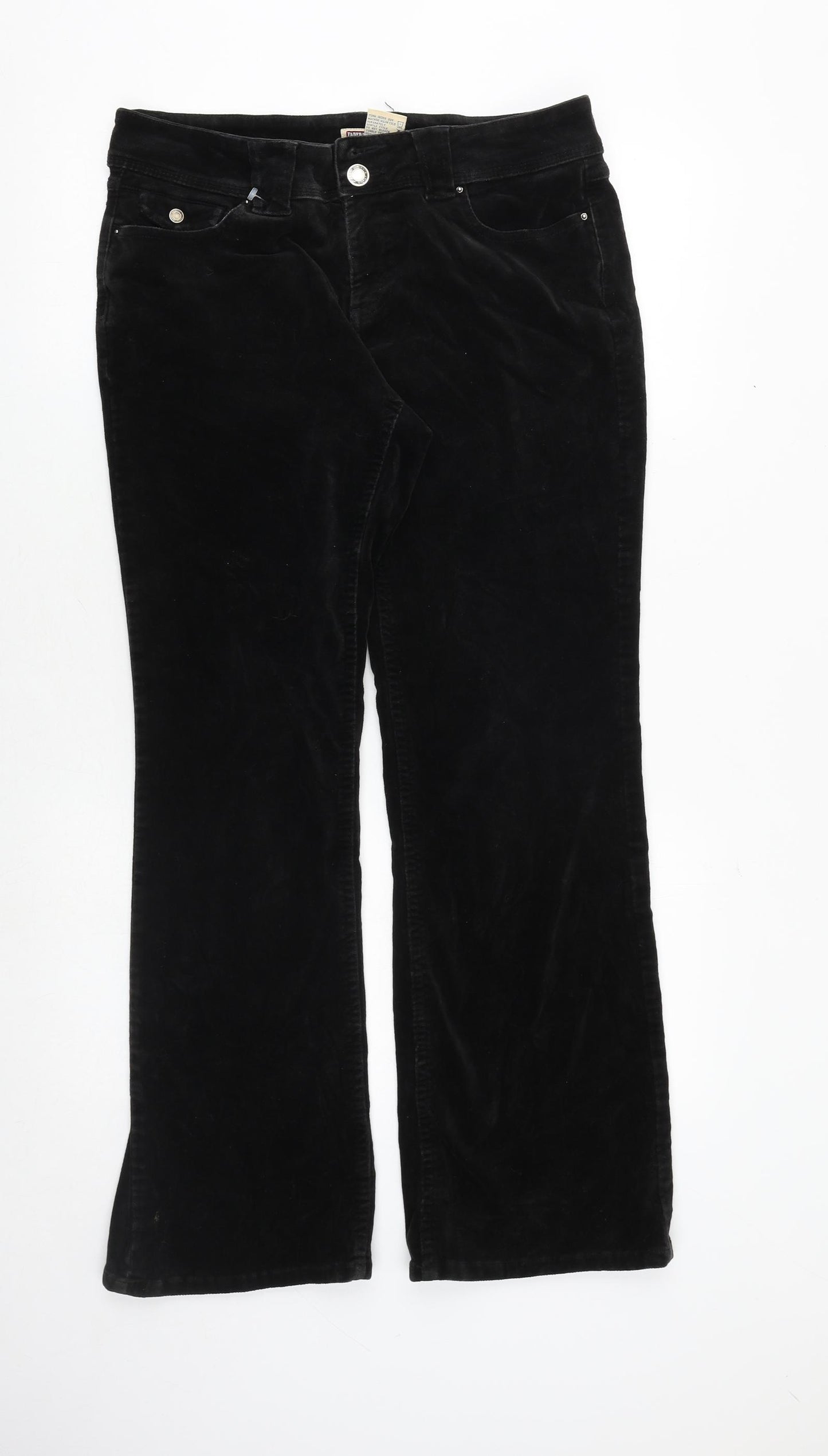 Faded Glory Womens Black Cotton Trousers Size 10 Regular Zip
