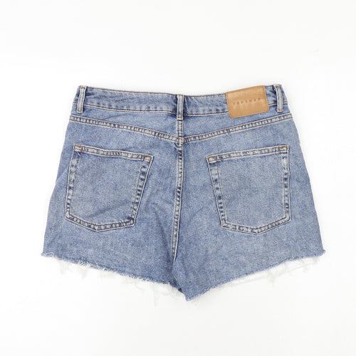 Topshop Womens Blue Cotton Cut-Off Shorts Size 14 Regular Zip