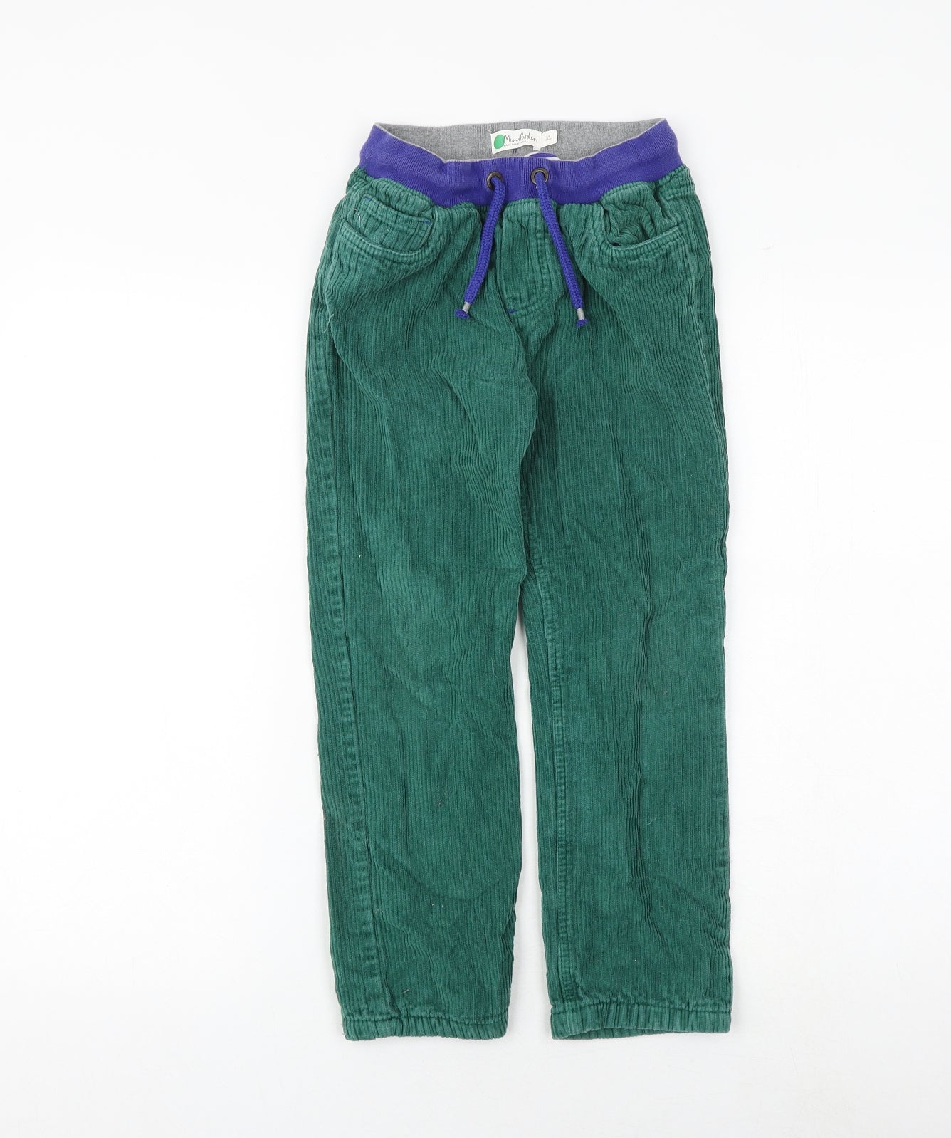 Boden Boys Green 100% Cotton Jogger Trousers Size 8 Years Regular Drawstring