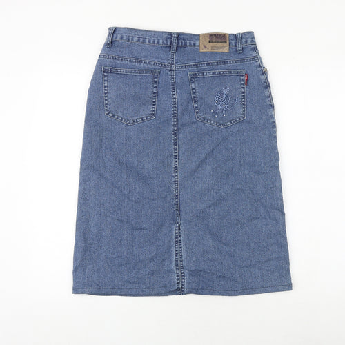 Wolf Blat Womens Blue Floral Cotton A-Line Skirt Size 10 Zip