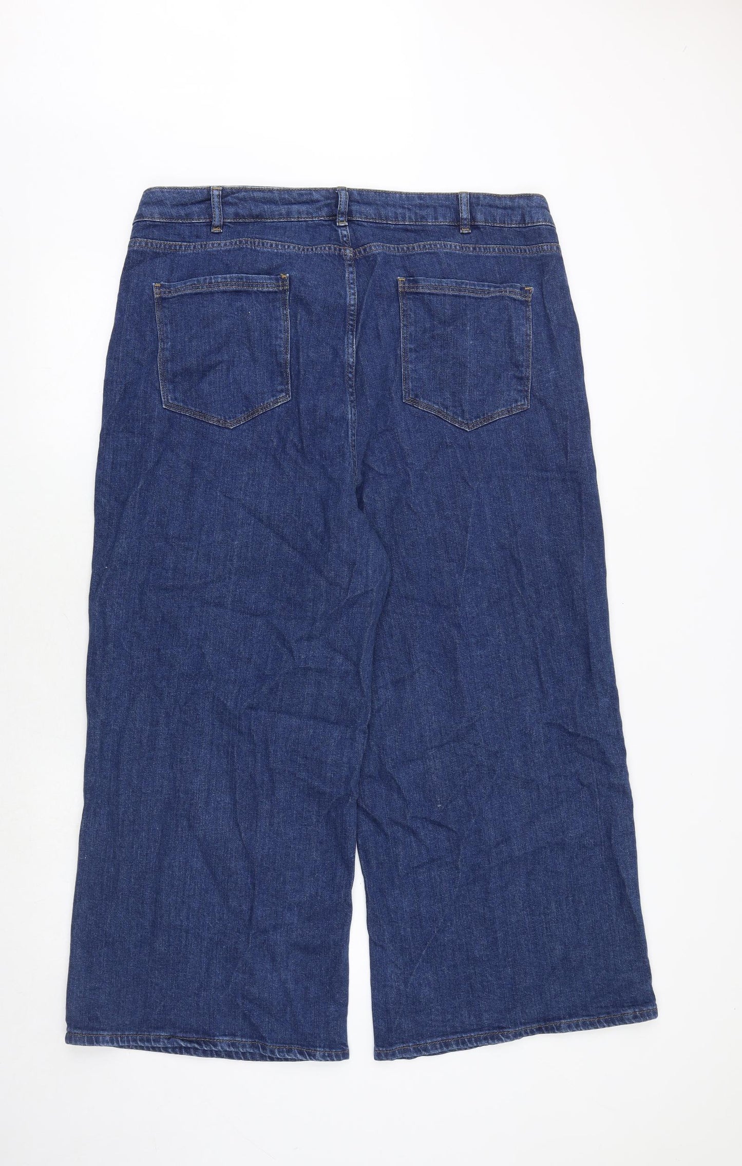 Boden Womens Blue Cotton Wide-Leg Jeans Size 22 Regular Zip