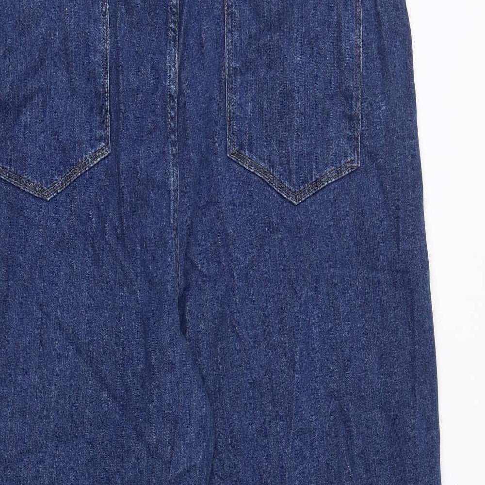 Boden Womens Blue Cotton Wide-Leg Jeans Size 22 Regular Zip