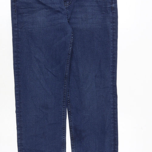 Marks and Spencer Womens Blue Cotton Straight Jeans Size 12 Regular Zip