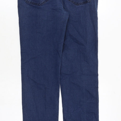 Marks and Spencer Womens Blue Cotton Straight Jeans Size 12 Regular Zip