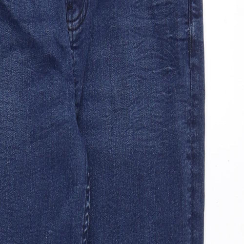 Marks and Spencer Womens Blue Cotton Straight Jeans Size 12 Regular Zip
