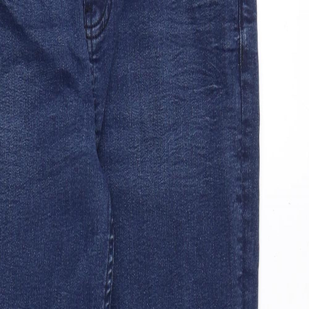 Marks and Spencer Womens Blue Cotton Straight Jeans Size 12 Regular Zip