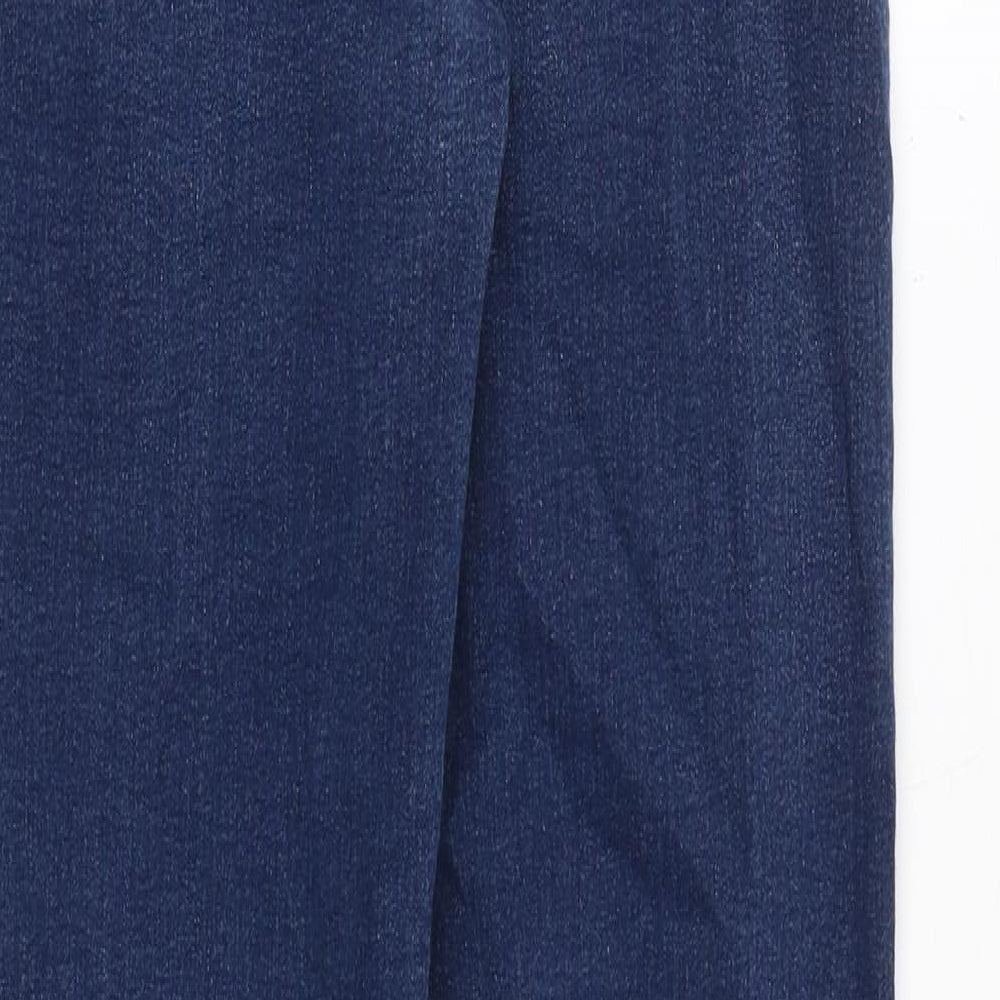 Marks and Spencer Womens Blue Cotton Straight Jeans Size 12 Regular Zip