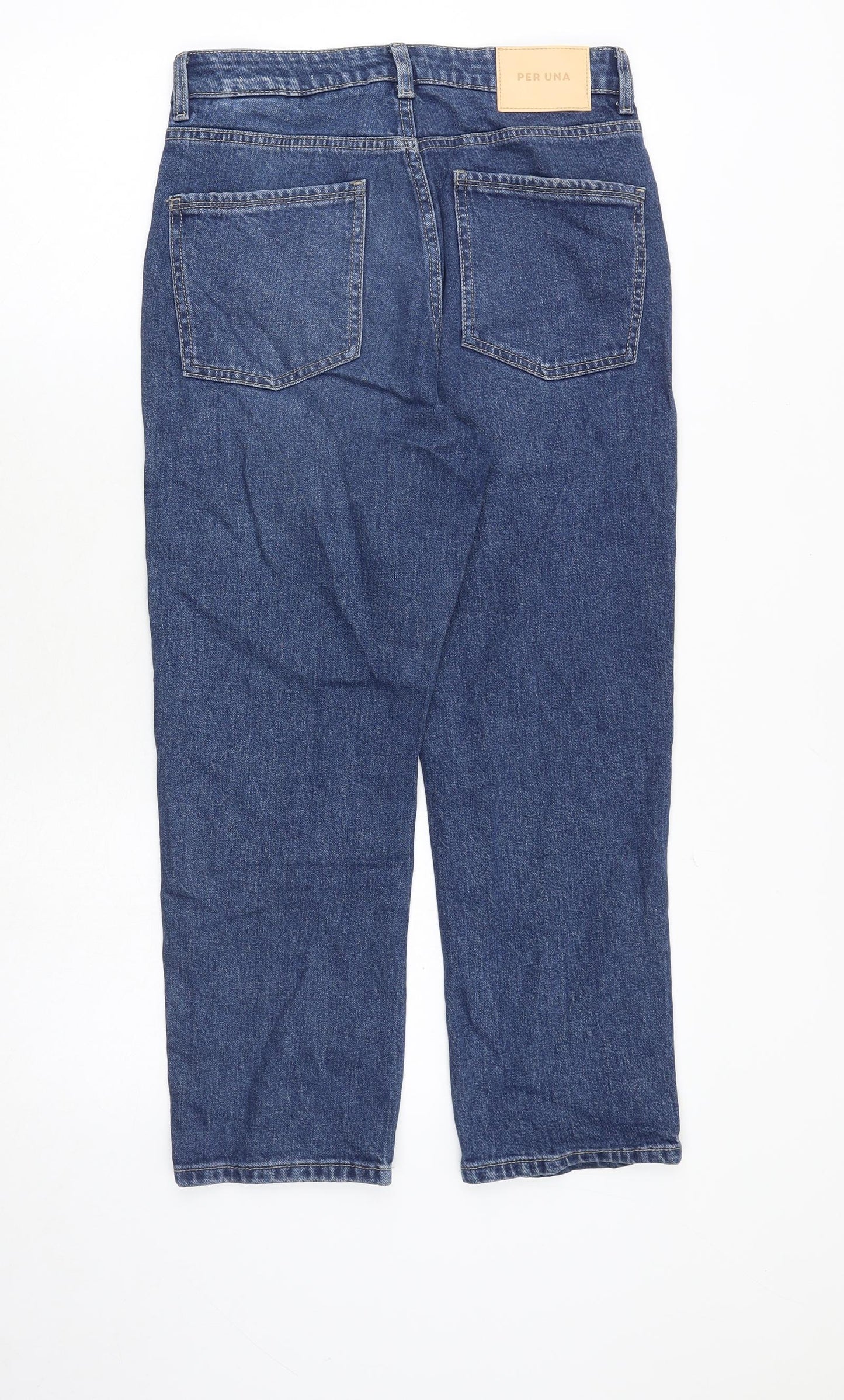 Per Una Womens Blue Cotton Straight Jeans Size 10 Regular Zip