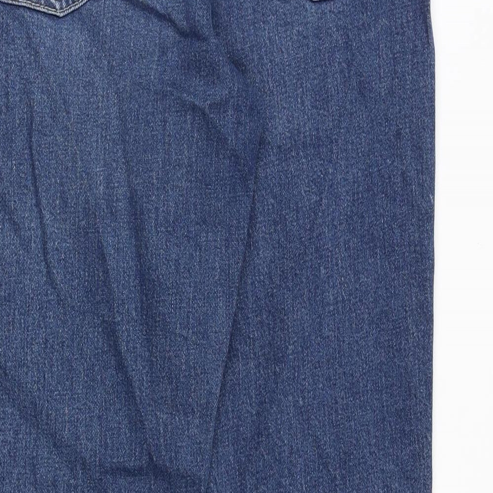 Per Una Womens Blue Cotton Straight Jeans Size 10 Regular Zip