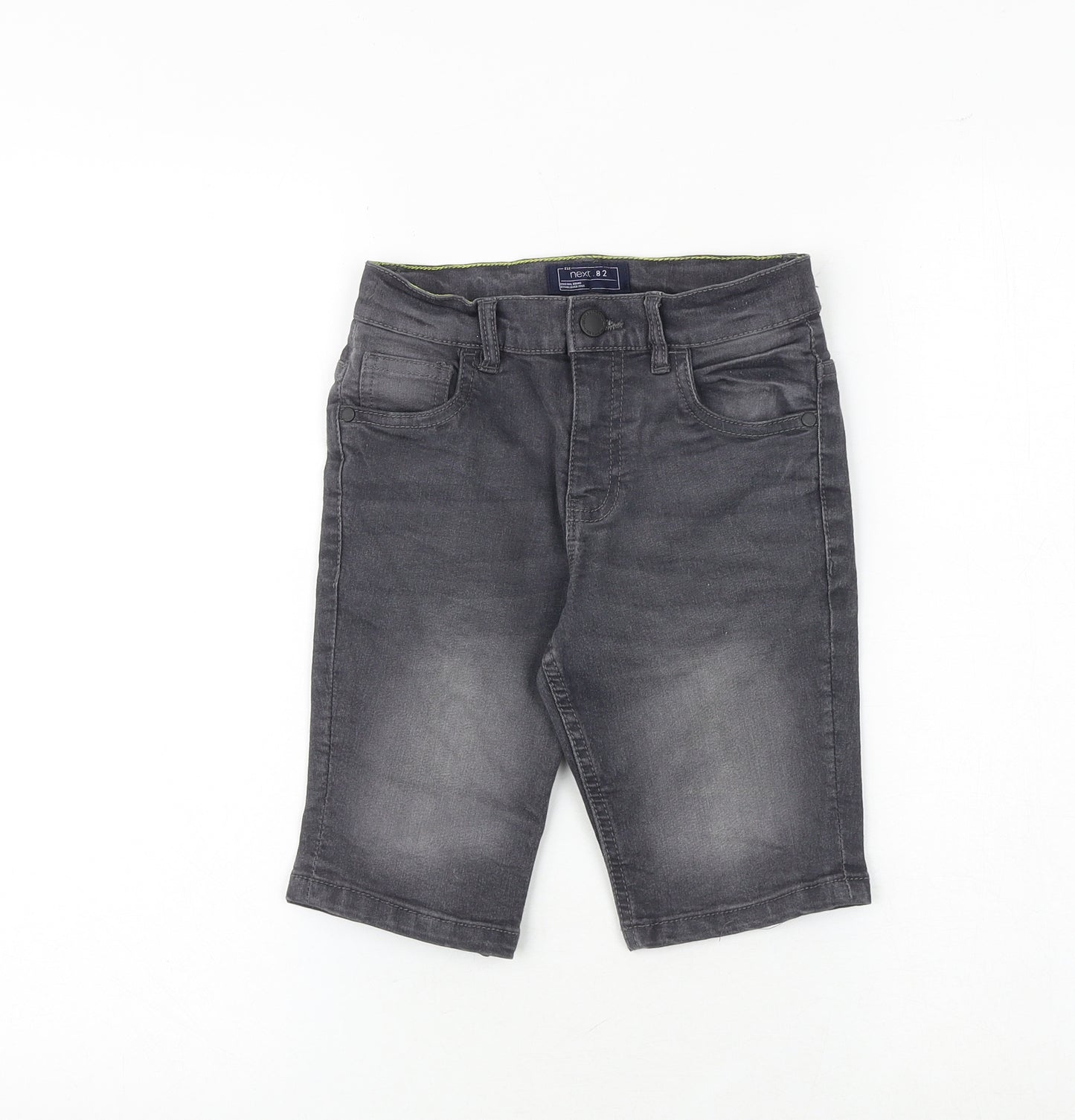 NEXT Boys Grey Cotton Chino Shorts Size 8 Years Regular Zip