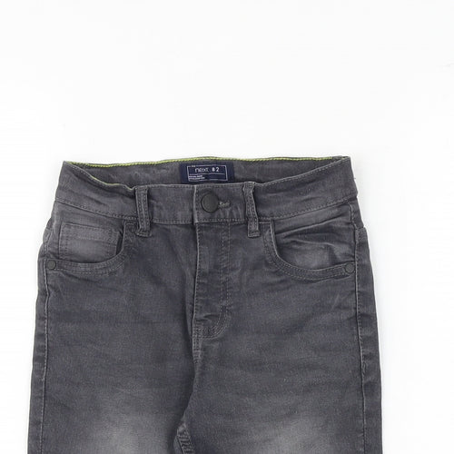 NEXT Boys Grey Cotton Chino Shorts Size 8 Years Regular Zip