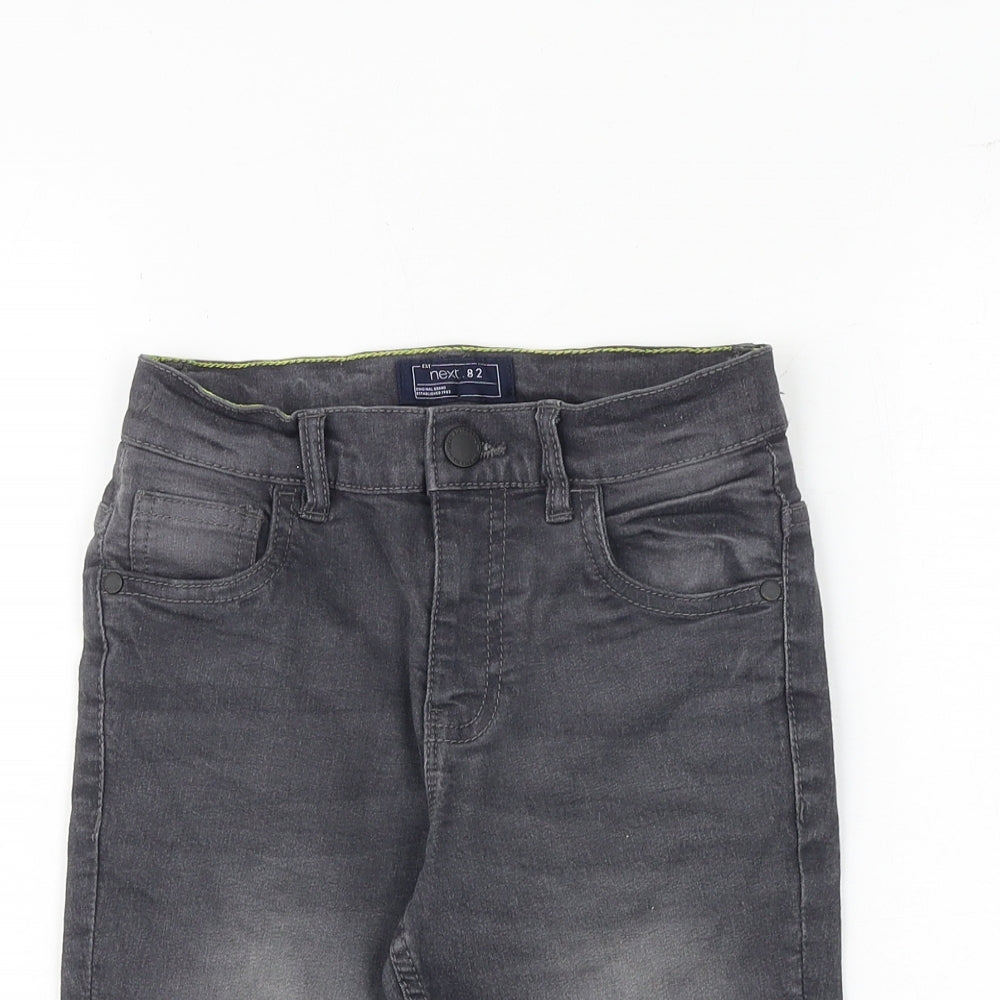 NEXT Boys Grey Cotton Chino Shorts Size 8 Years Regular Zip