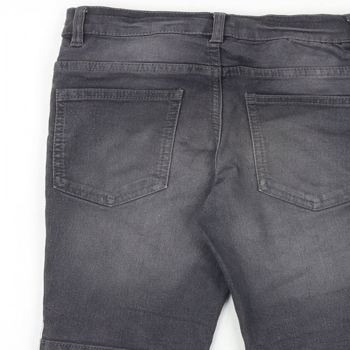 NEXT Boys Grey Cotton Chino Shorts Size 8 Years Regular Zip