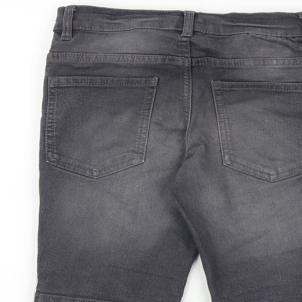 NEXT Boys Grey Cotton Chino Shorts Size 8 Years Regular Zip