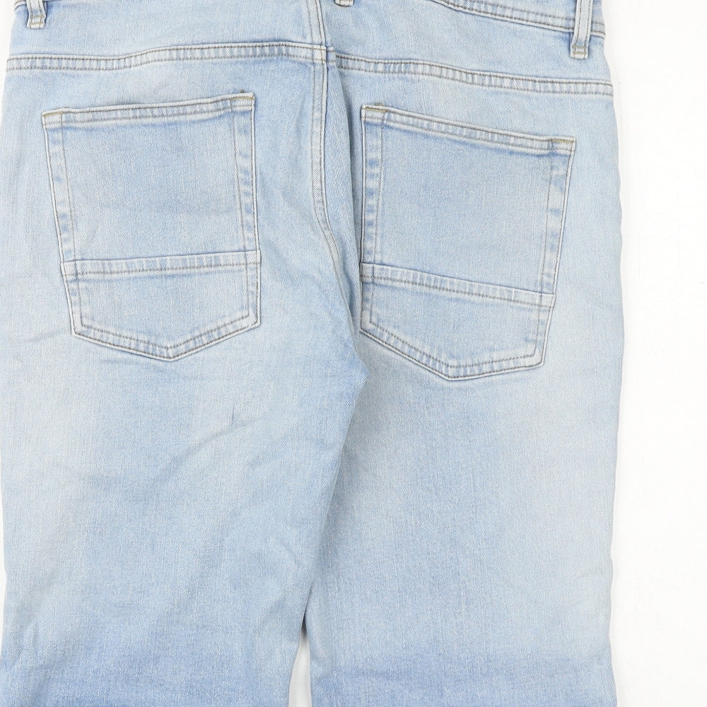 NEXT Mens Blue Cotton Bermuda Shorts Size 32 in Regular Zip