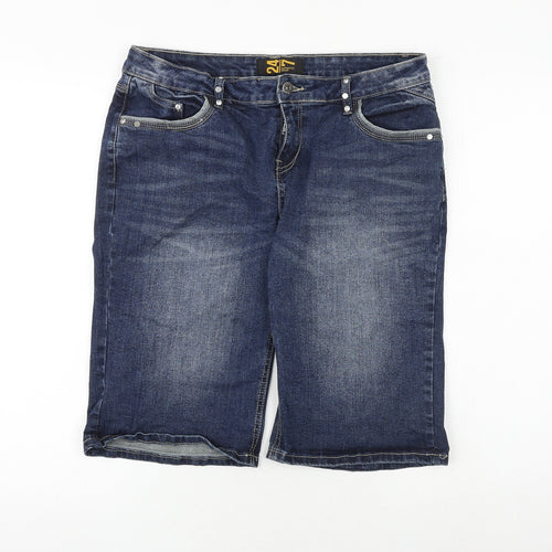 Denim 24/7 Womens Blue Cotton Basic Shorts Size 14 Regular Zip