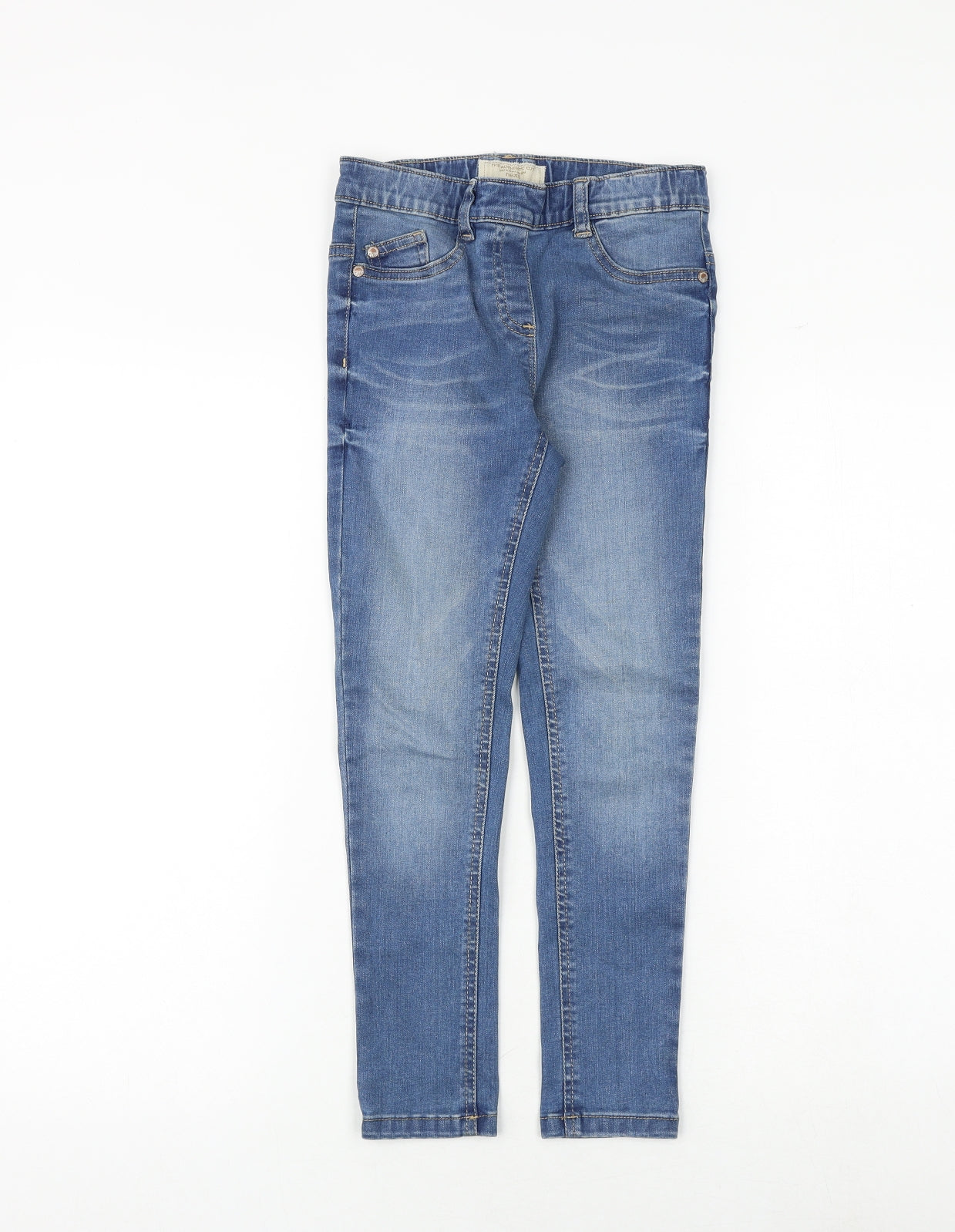 NEXT Girls Blue Cotton Skinny Jeans Size 8 Years Regular