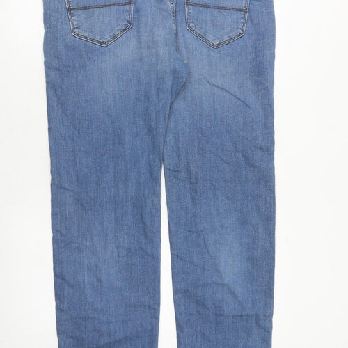 Marks and Spencer Mens Blue Cotton Straight Jeans Size 38 in L33 in Regular Zip