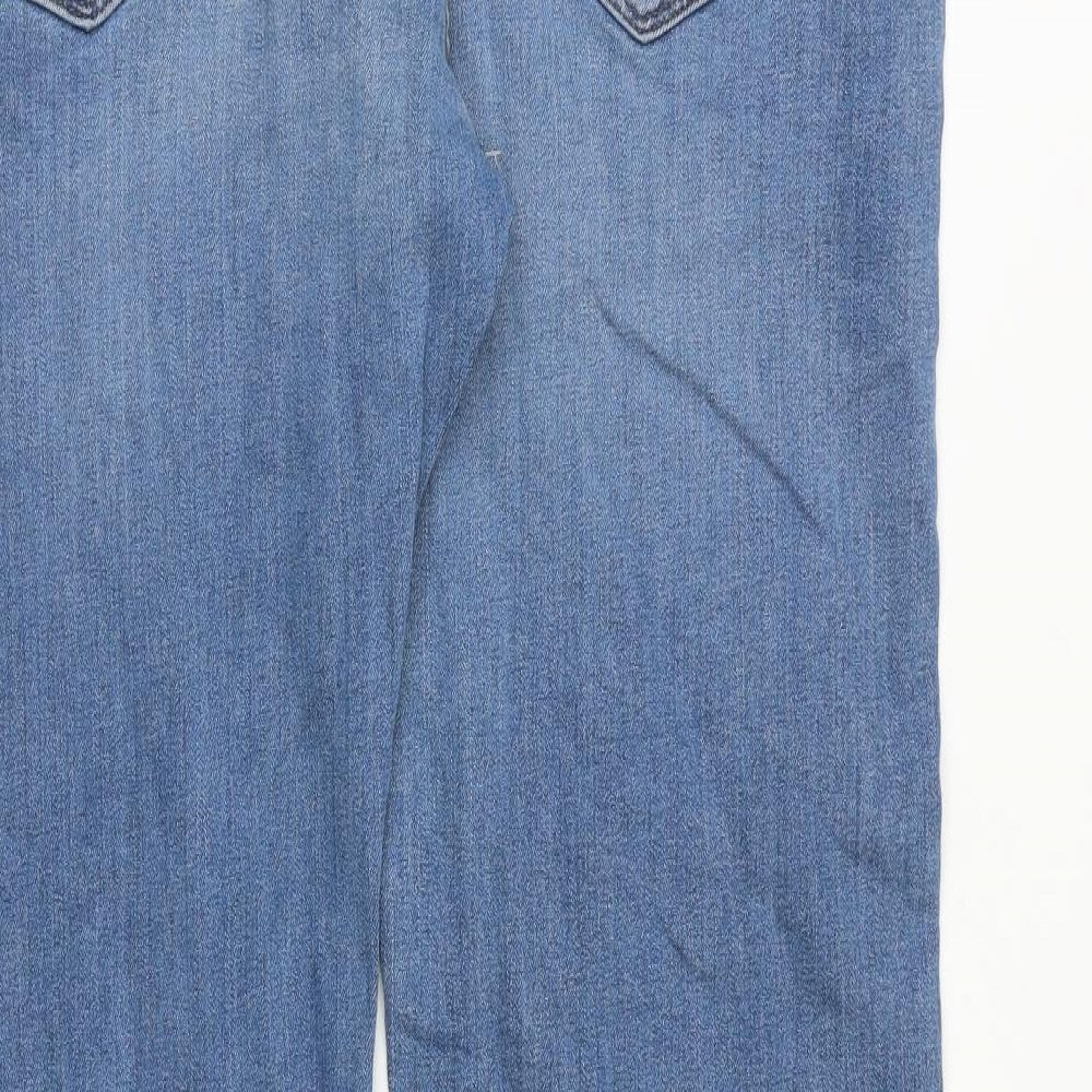 Marks and Spencer Mens Blue Cotton Straight Jeans Size 38 in L33 in Regular Zip