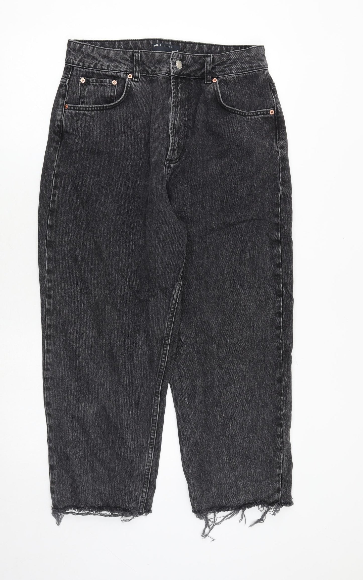 Marks and Spencer Womens Grey Cotton Mom Jeans Size 30 in L32 in Regular Zip