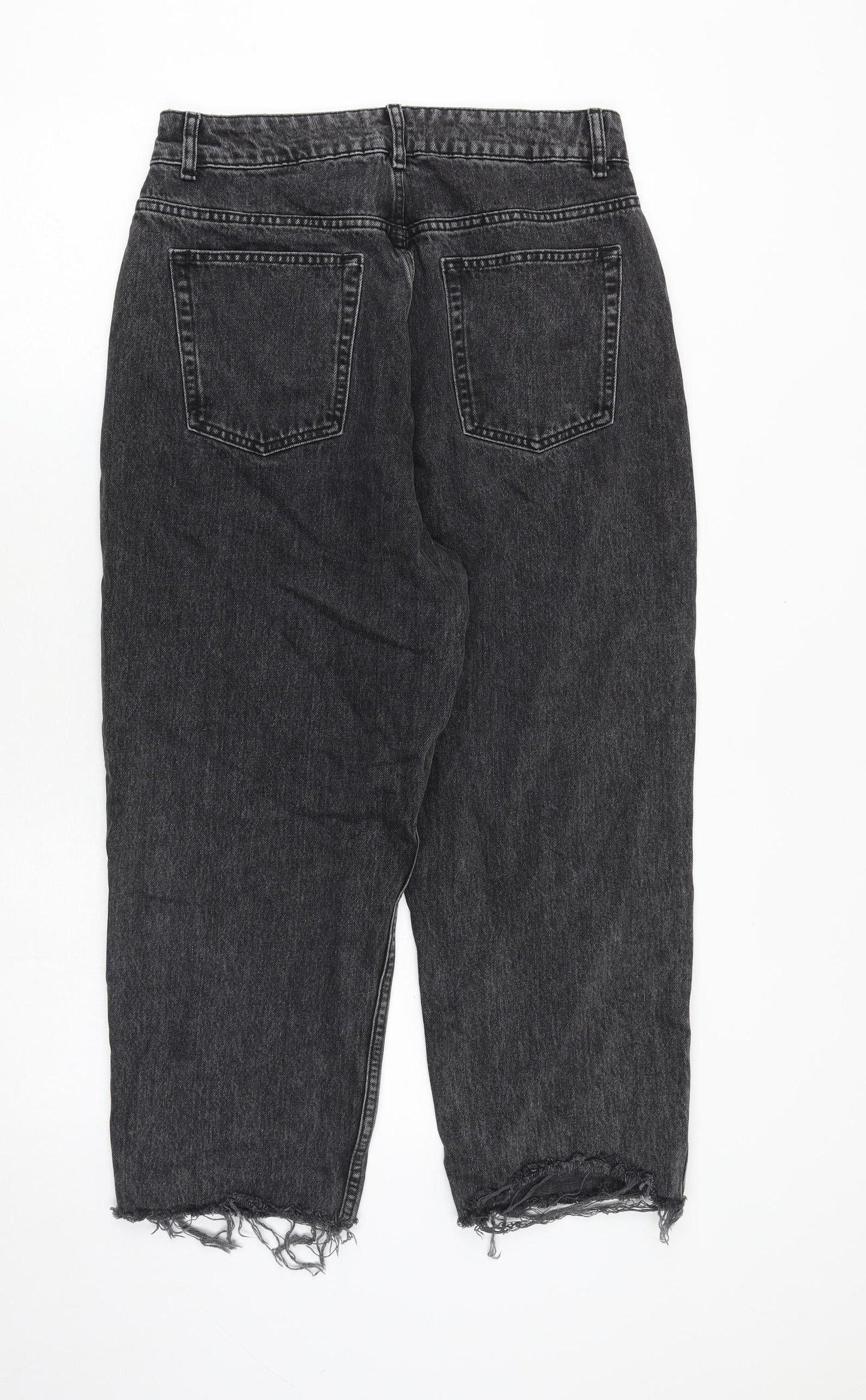Marks and Spencer Womens Grey Cotton Mom Jeans Size 30 in L32 in Regular Zip