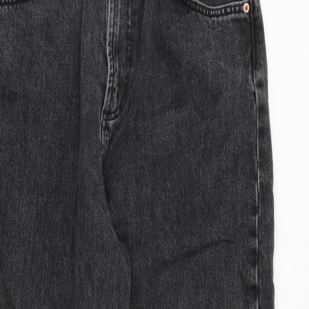 Marks and Spencer Womens Grey Cotton Mom Jeans Size 30 in L32 in Regular Zip