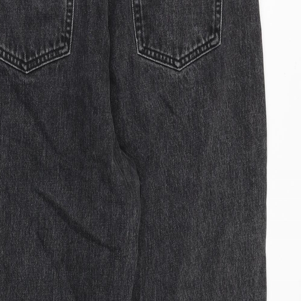 Marks and Spencer Womens Grey Cotton Mom Jeans Size 30 in L32 in Regular Zip