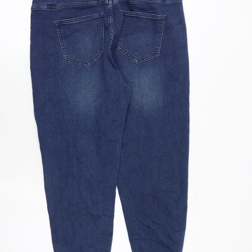 NEXT Womens Blue Cotton Tapered Jeans Size 14 Regular Zip - Jogger