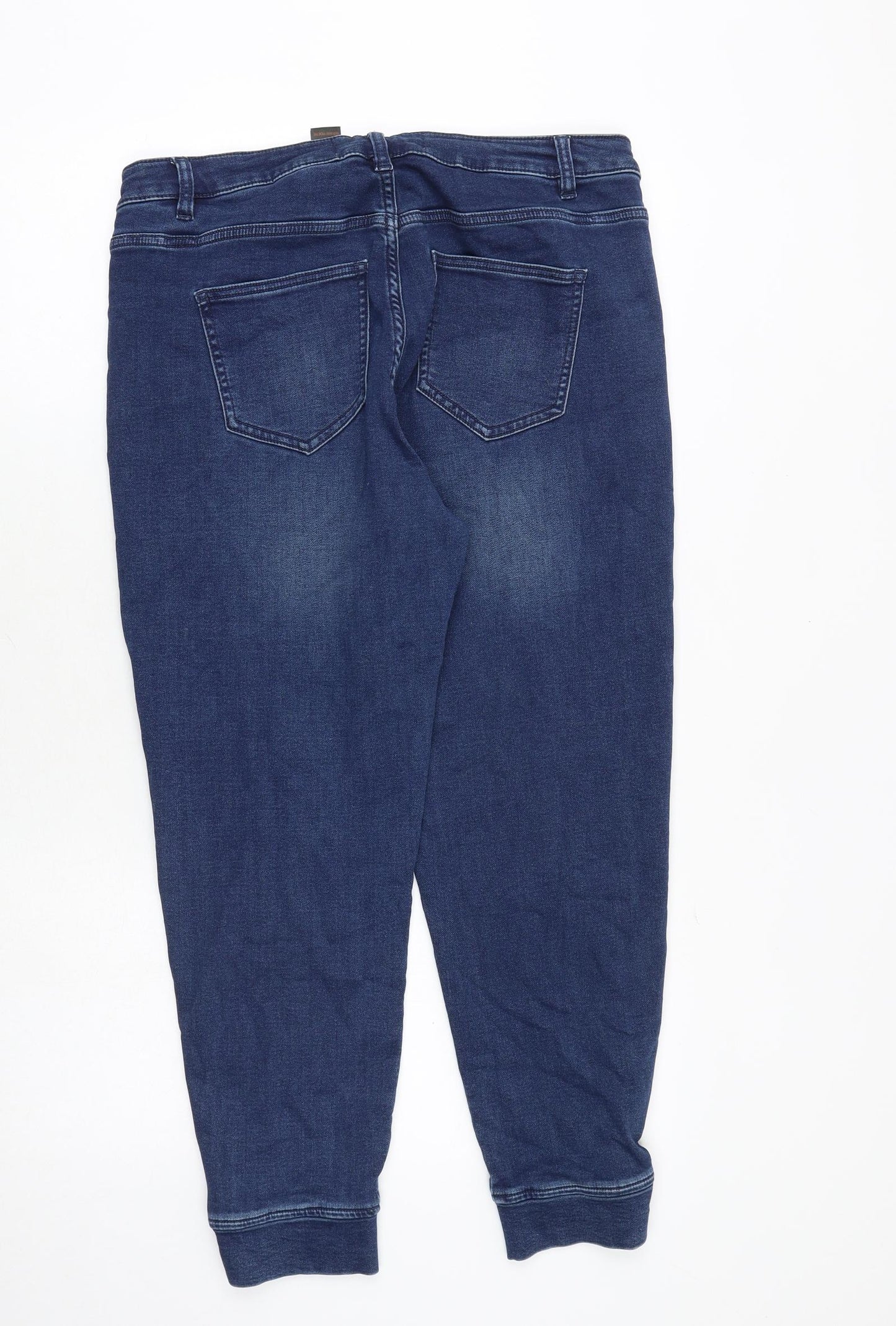NEXT Womens Blue Cotton Tapered Jeans Size 14 Regular Zip - Jogger