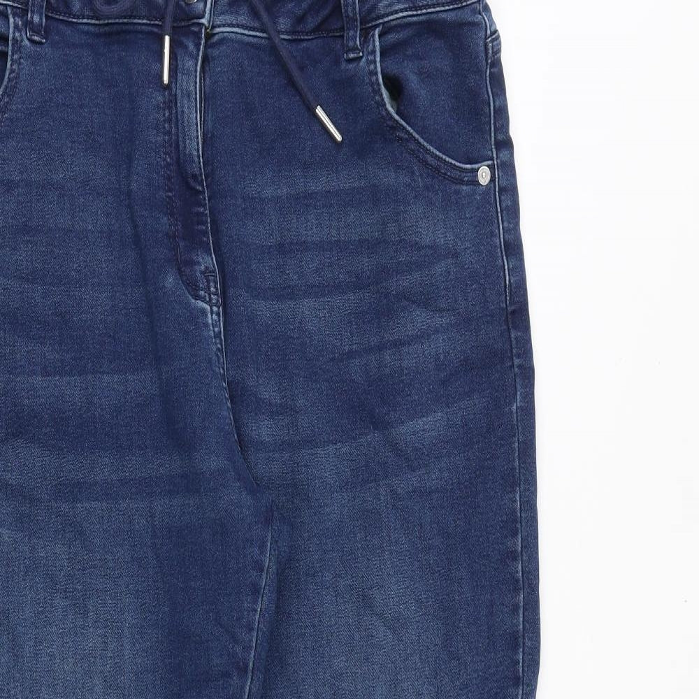 NEXT Womens Blue Cotton Tapered Jeans Size 14 Regular Zip - Jogger