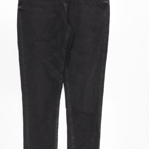 Marks and Spencer Womens Grey Cotton Skinny Jeans Size 12 Slim Zip