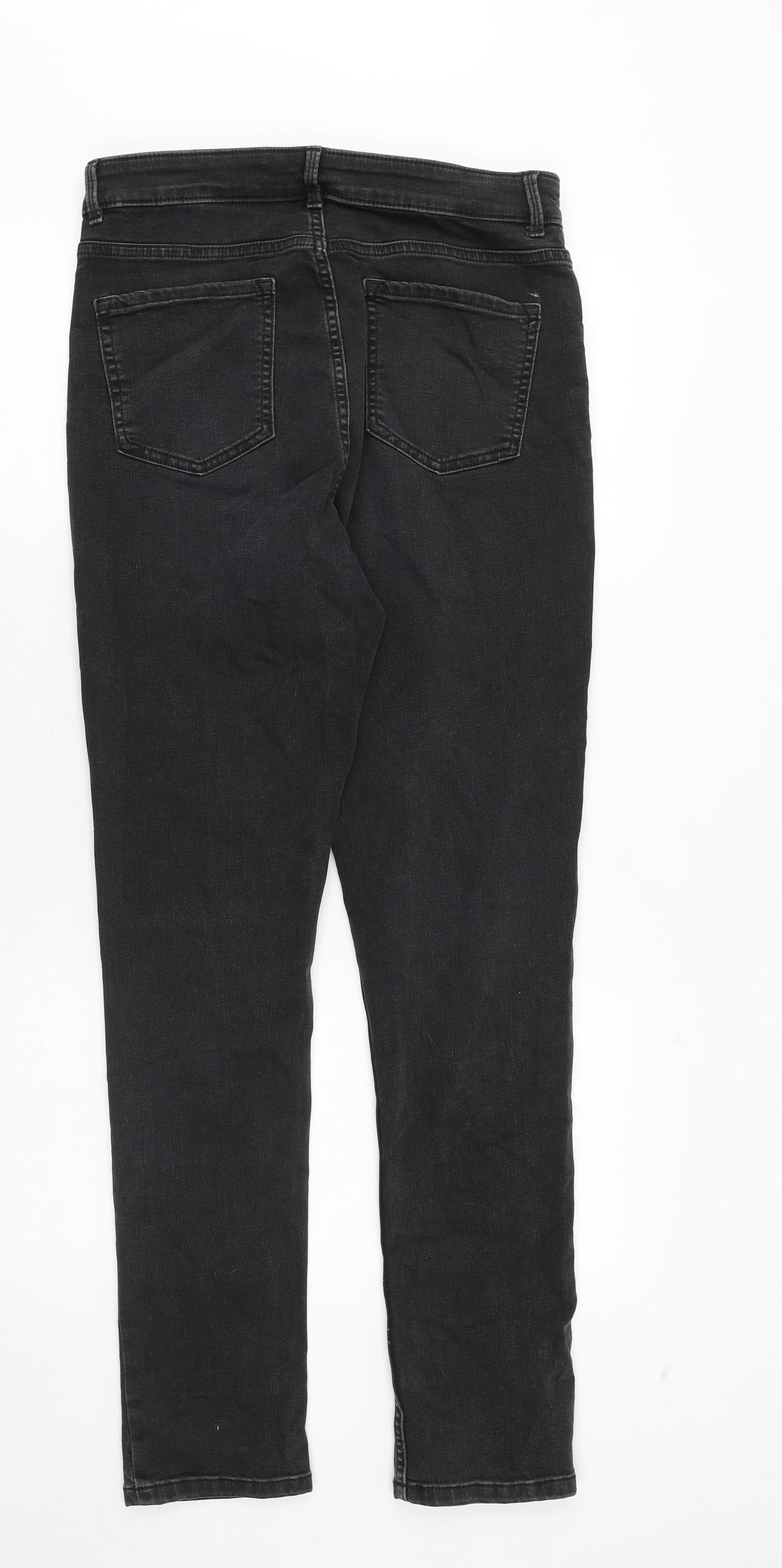 Marks and Spencer Womens Grey Cotton Skinny Jeans Size 12 Slim Zip
