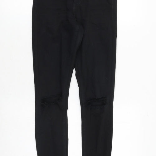 Topshop Womens Black Cotton Skinny Jeans Size 25 in Regular Zip