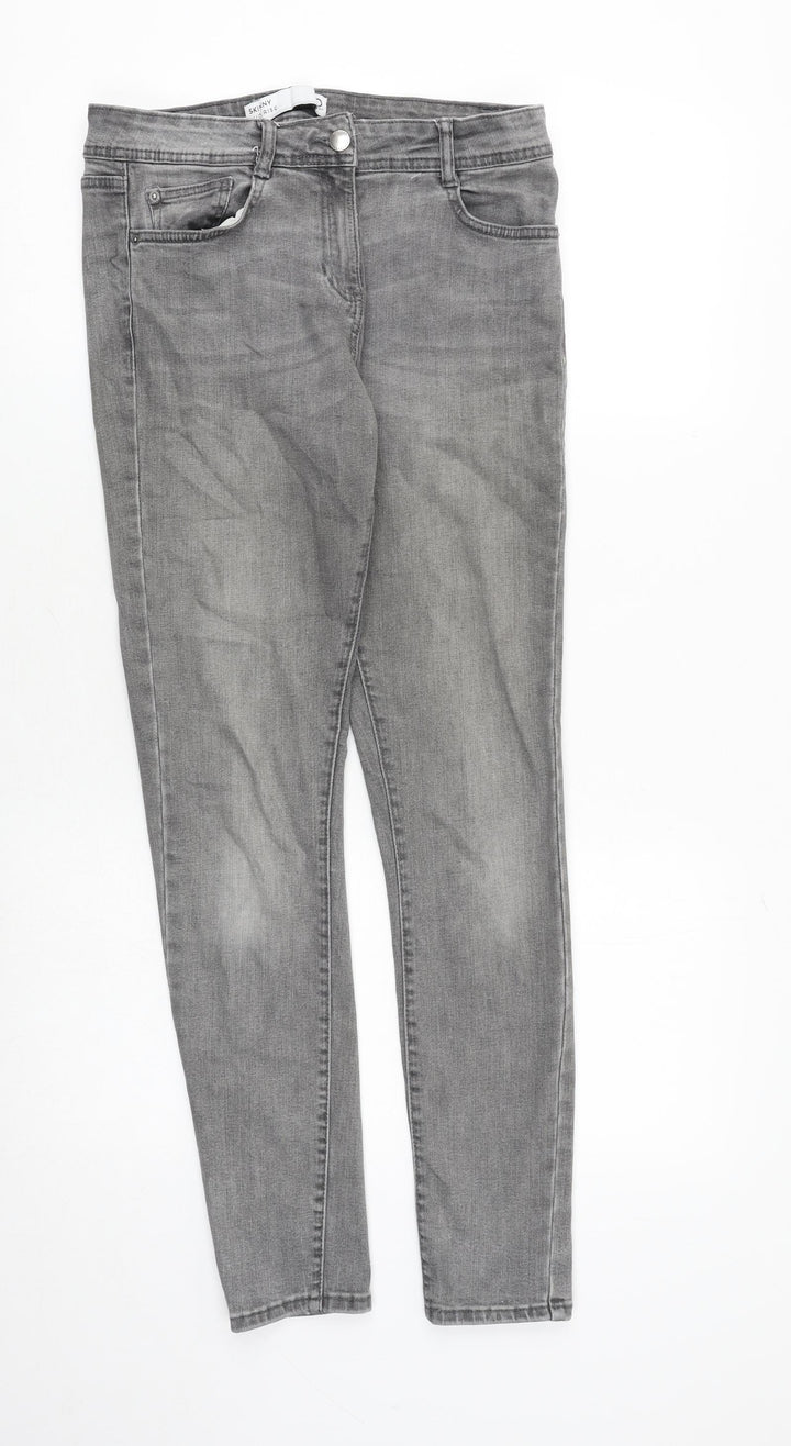 NEXT Womens Grey Cotton Skinny Jeans Size 10 Slim Zip