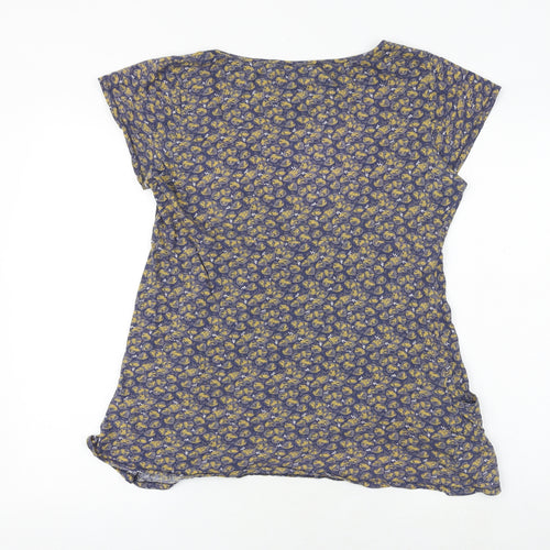 MANTARAY PRODUCTS Womens Blue Geometric 100% Cotton Basic T-Shirt Size 16 Boat Neck